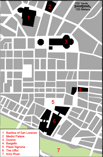 Central Florence Map. Sergio Tognetti, a contributor to the book Black 