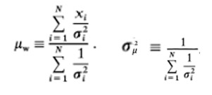 standard weighted mean and standard deviation formulae